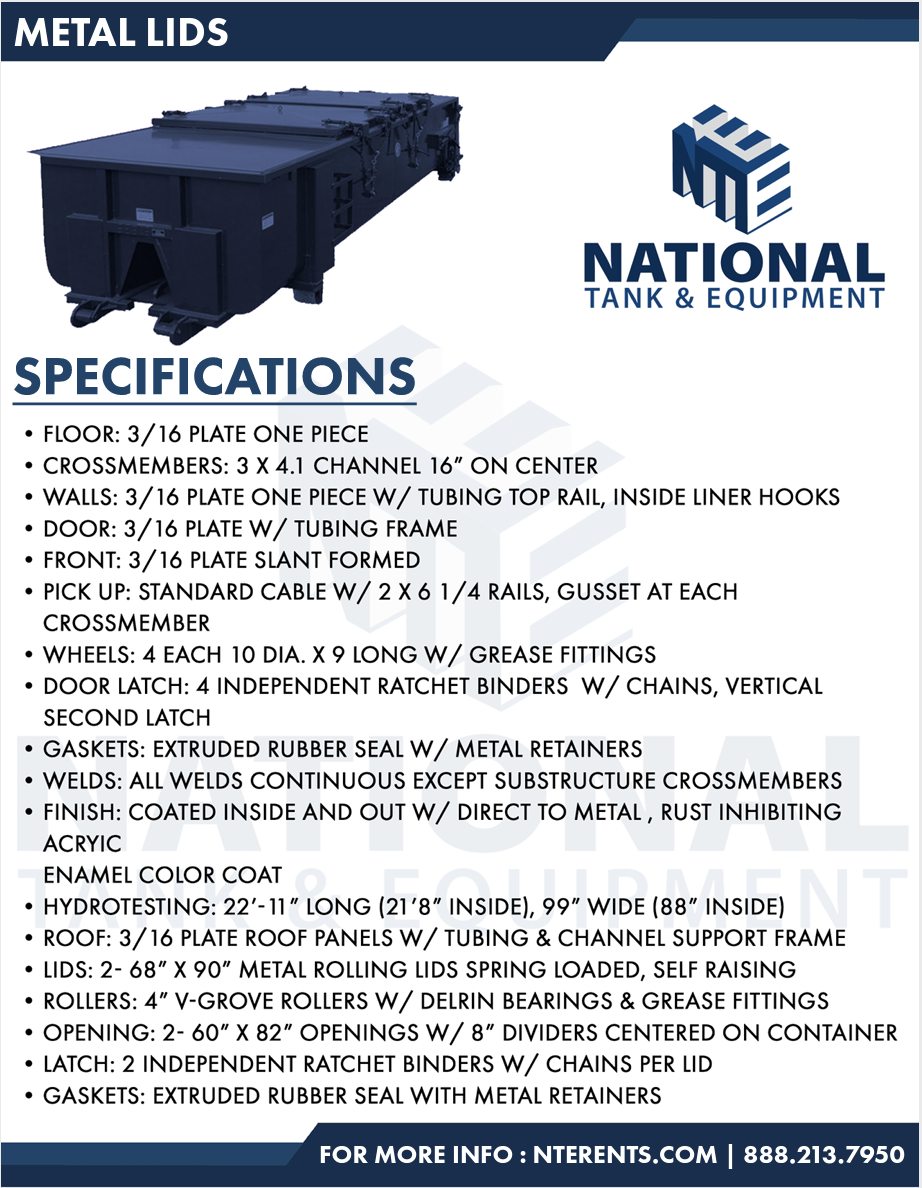 metal lids specs